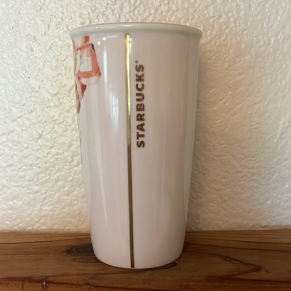 Starbucks Red Poppy Flower Floral Ceramic Dot Traveler Tumbler Coffee Cup 10 oz - Picture 5 of 5